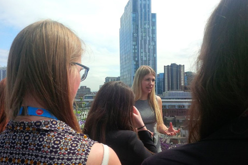 Lawyer in London with some students