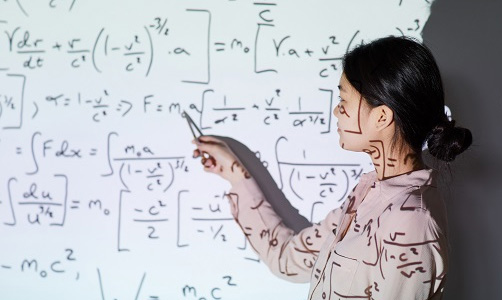 Student looking at a computer